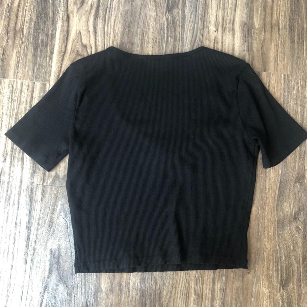 Zara Basic Short Sleeve Ribbed Crop Top - Picture 7 of 7